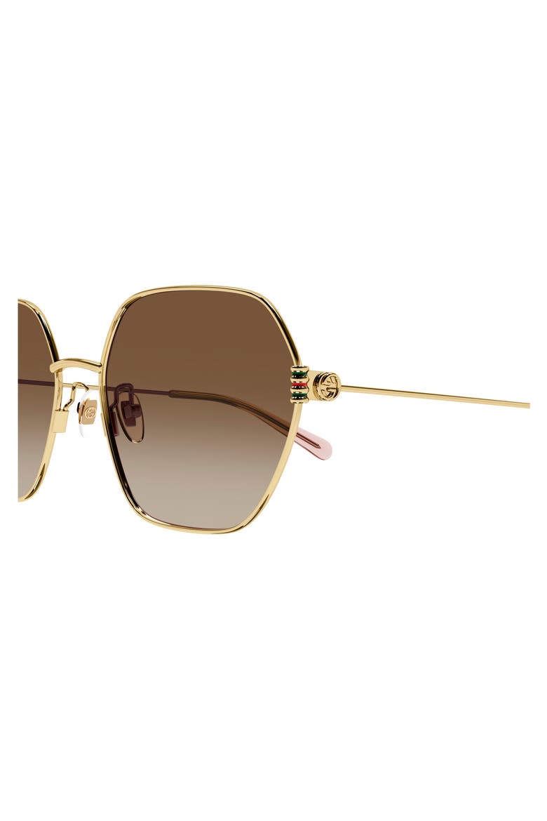 60mm Gradient Square Sunglasses, Alternate, color, GOLD