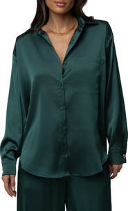 JLUXLABEL Island Ease Collared Satin Top
