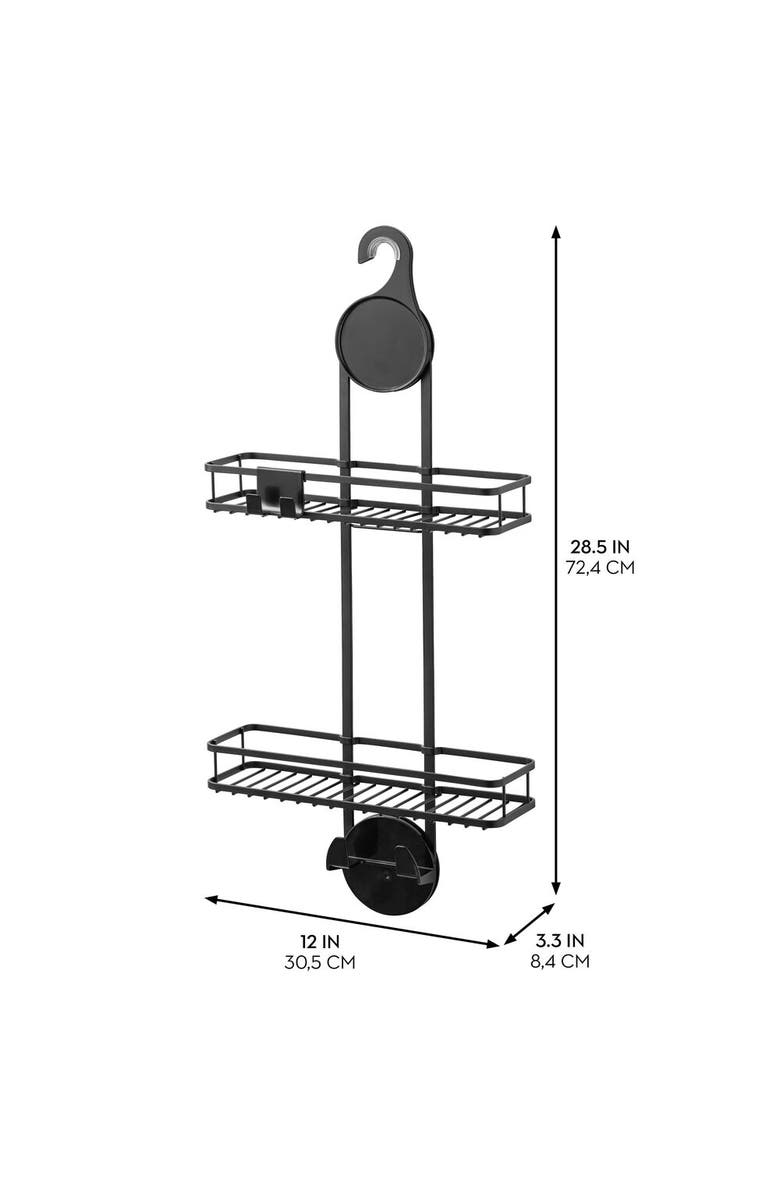 iDesign Hanging Shower Caddy with Accessory Hooks - Matte Black, Alternate, color, Matte Black