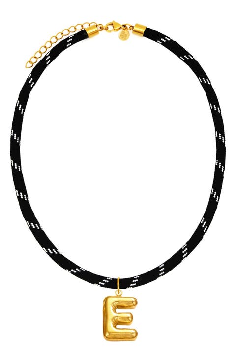 Bubble Initial Pendant Cord Necklace
