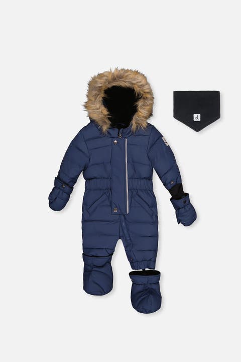 Quilted Fleece-Lined One Piece Snowsuit