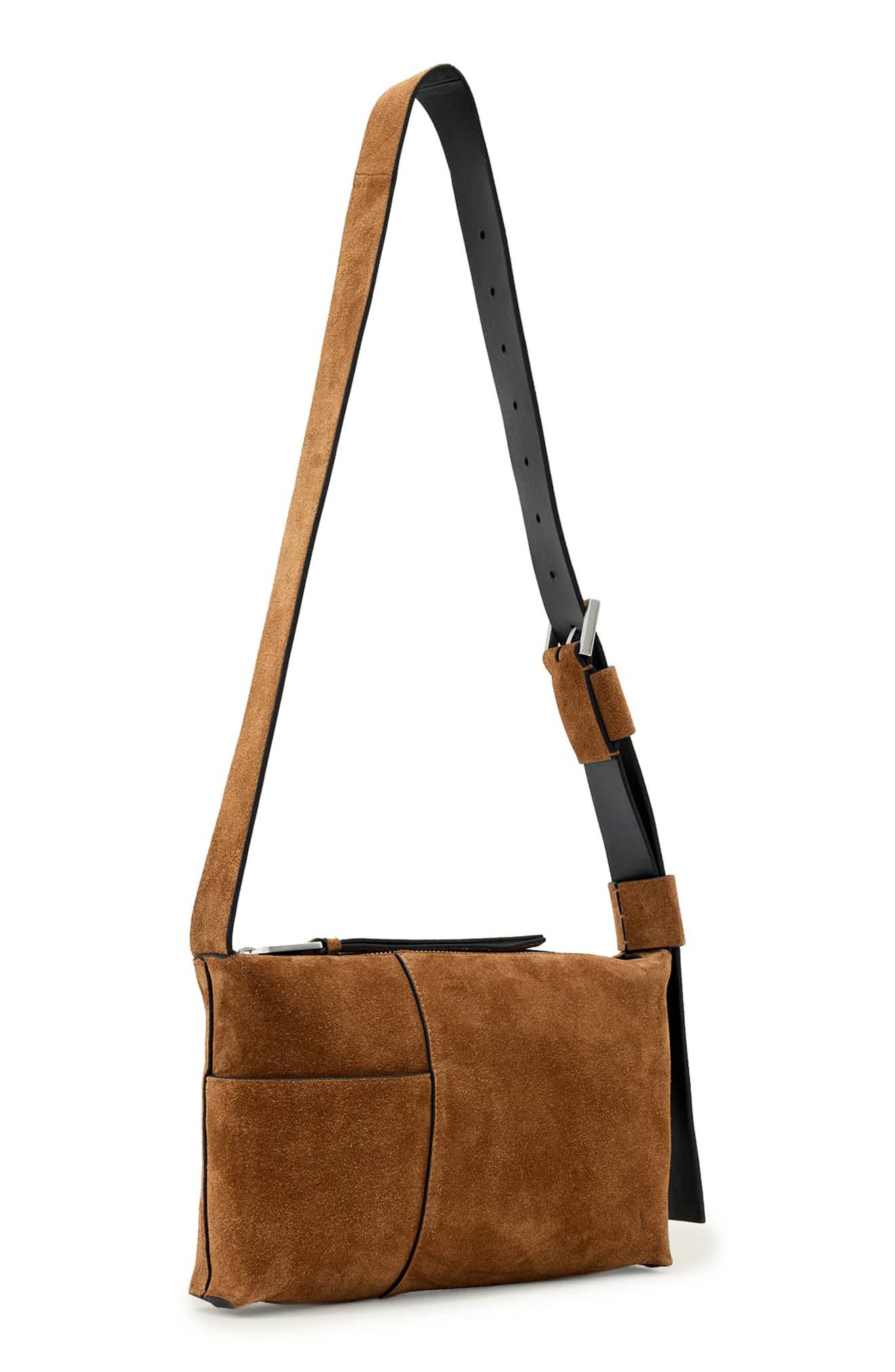 Small Alba Zip Suede Crossbody Bag, Alternate, color, ARIZONA TAN BROWN