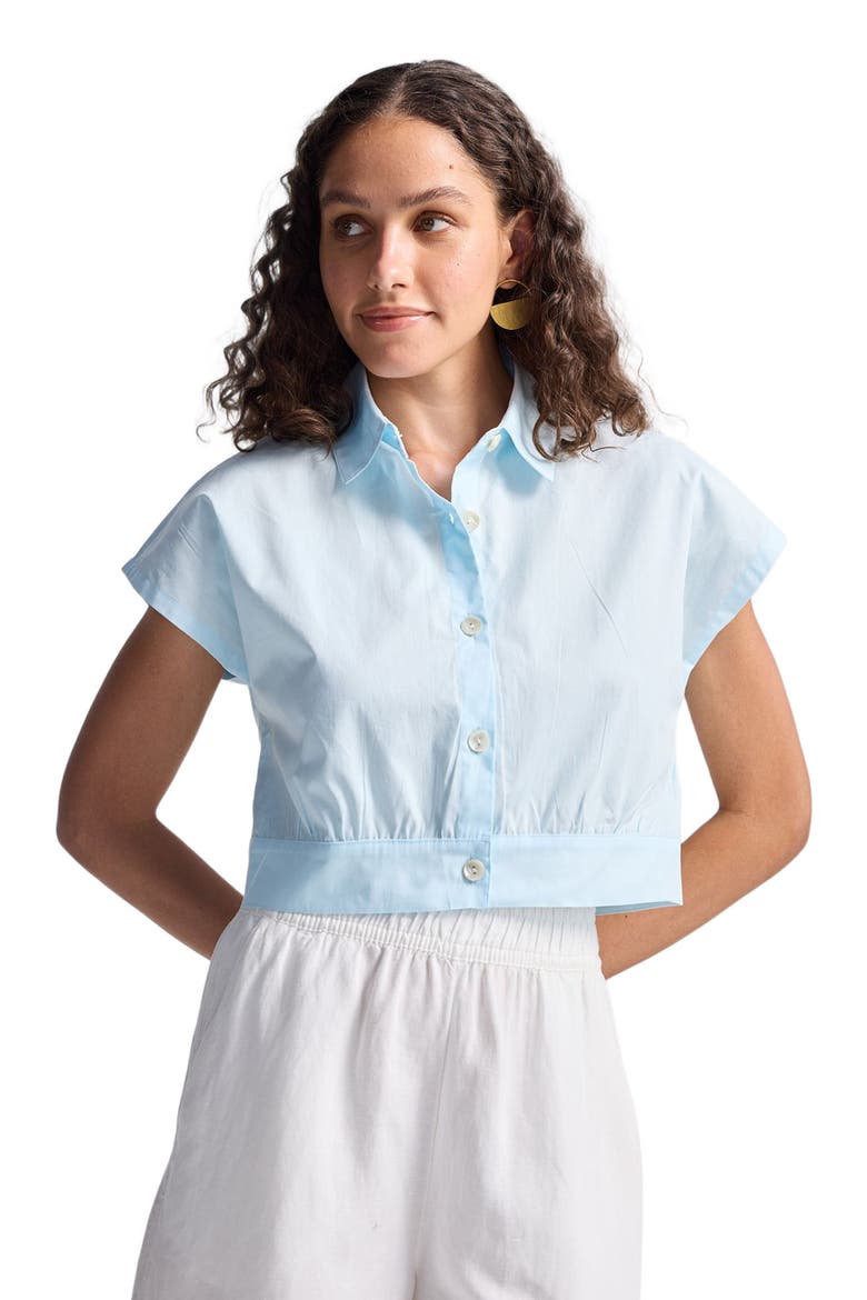 Oversized Crop Shirt, Alternate, color, Summer Blue