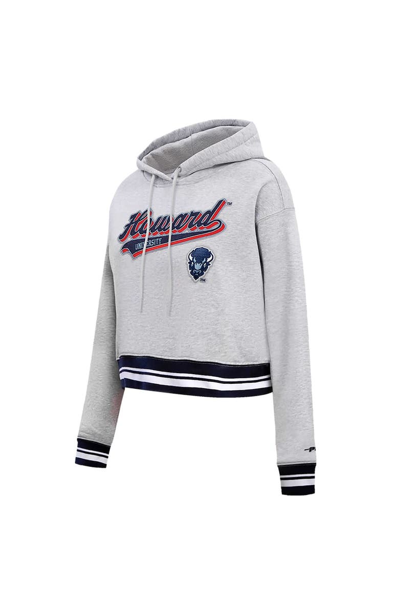 PRO STANDARD Women's Pro Standard Heather Gray Howard Bison Script Tail Fleece Cropped Pullover Hoodie, Alternate, color, 