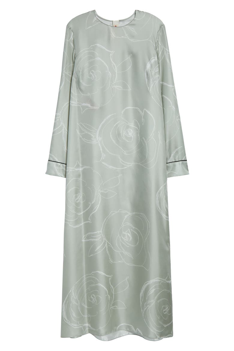 Drawn Floral Long Sleeve Silk Dress, Alternate, color, AUV19 LINDEN