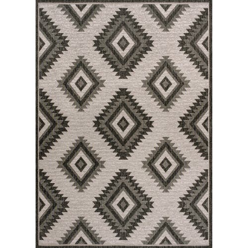 Jonathan Y Lior Geometric Moroccan Diamond Indoor/outdoor Area Rug In Black/cream