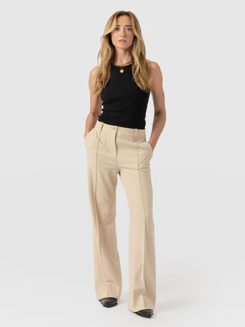 Saint + Sofia Cambridge Tailored Wide Leg Pant In Beige