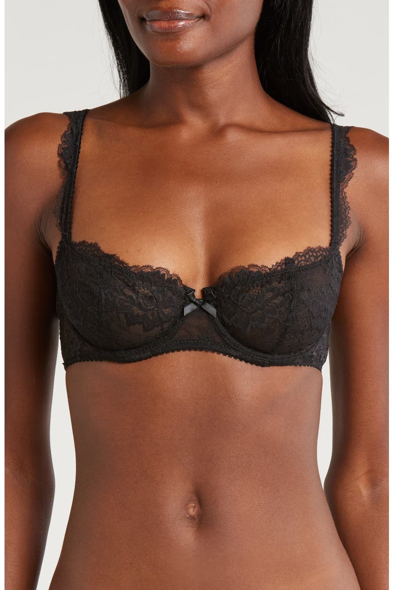 Isabel Lace Underwire Balconette Bra, Main, color, NOIR