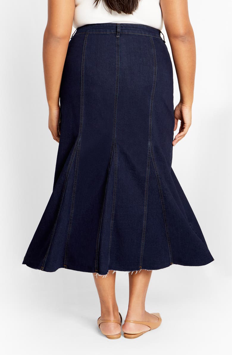 City Chic Laylo Denim Midi Skirt, Alternate, color, Dark Wash