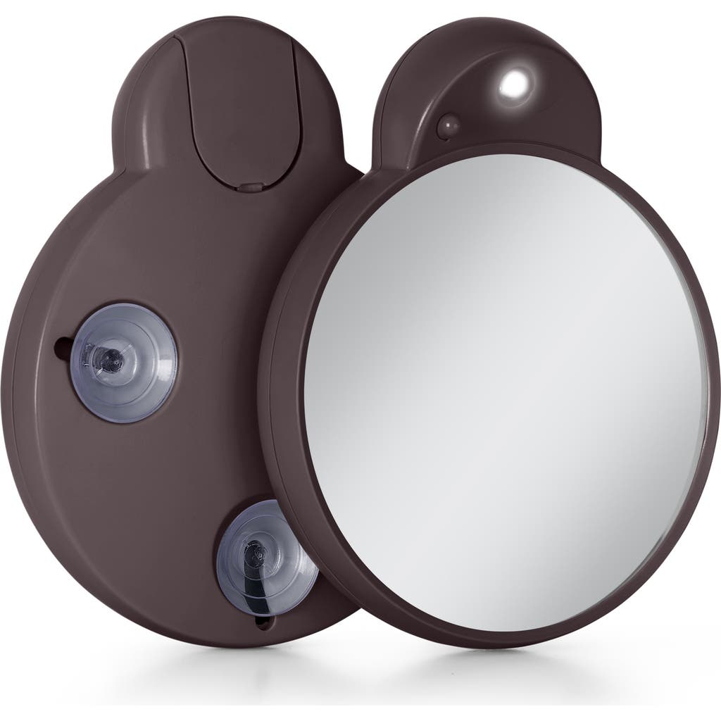 Zadro Lighted Compact Mirror With 10x Magnification & Retractable Suction Cups In Brown