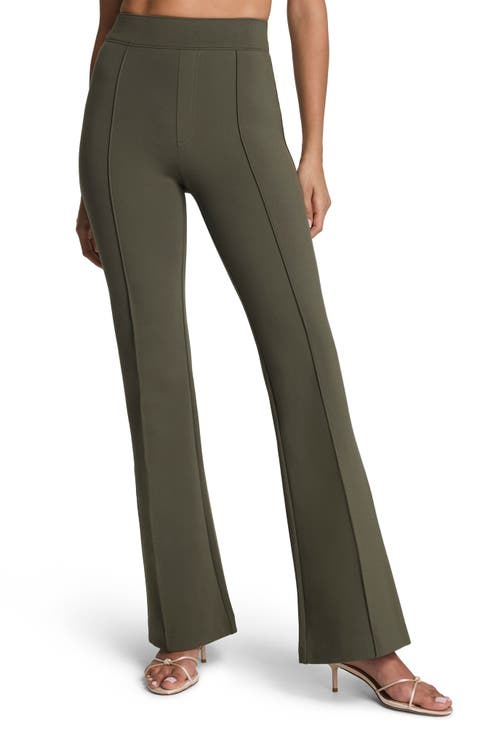 High Waist Flare Leg Stretch Ponte Pants