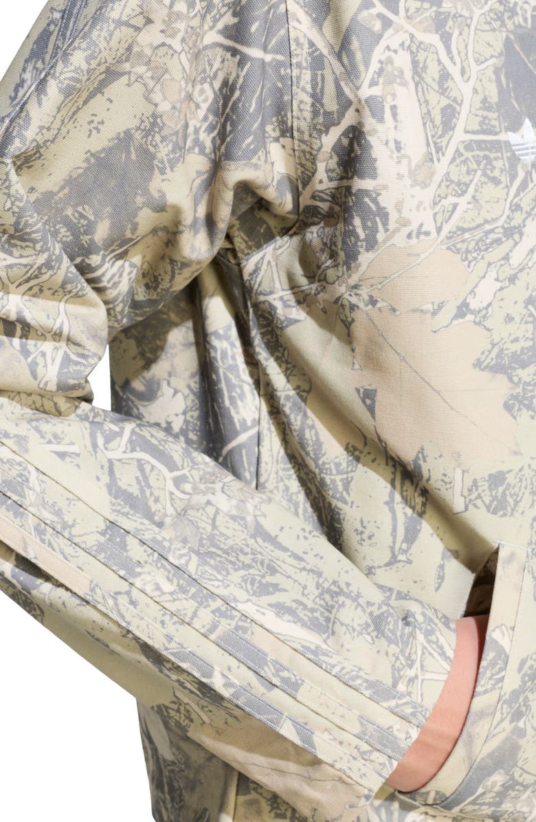 adidas Originals Leaf Print Cotton Canvas Workwear Jacket, Alternate, color, 