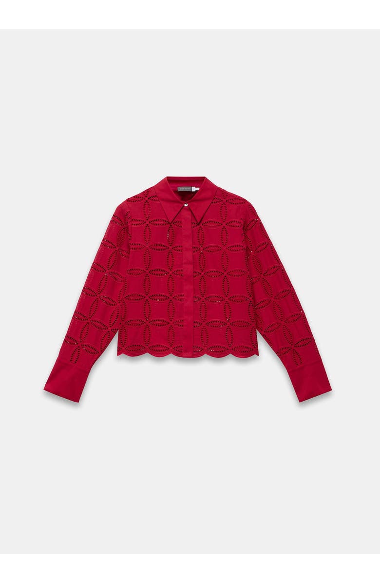 MINT VELVET Broderie Cropped Shirt, Alternate, color, Red