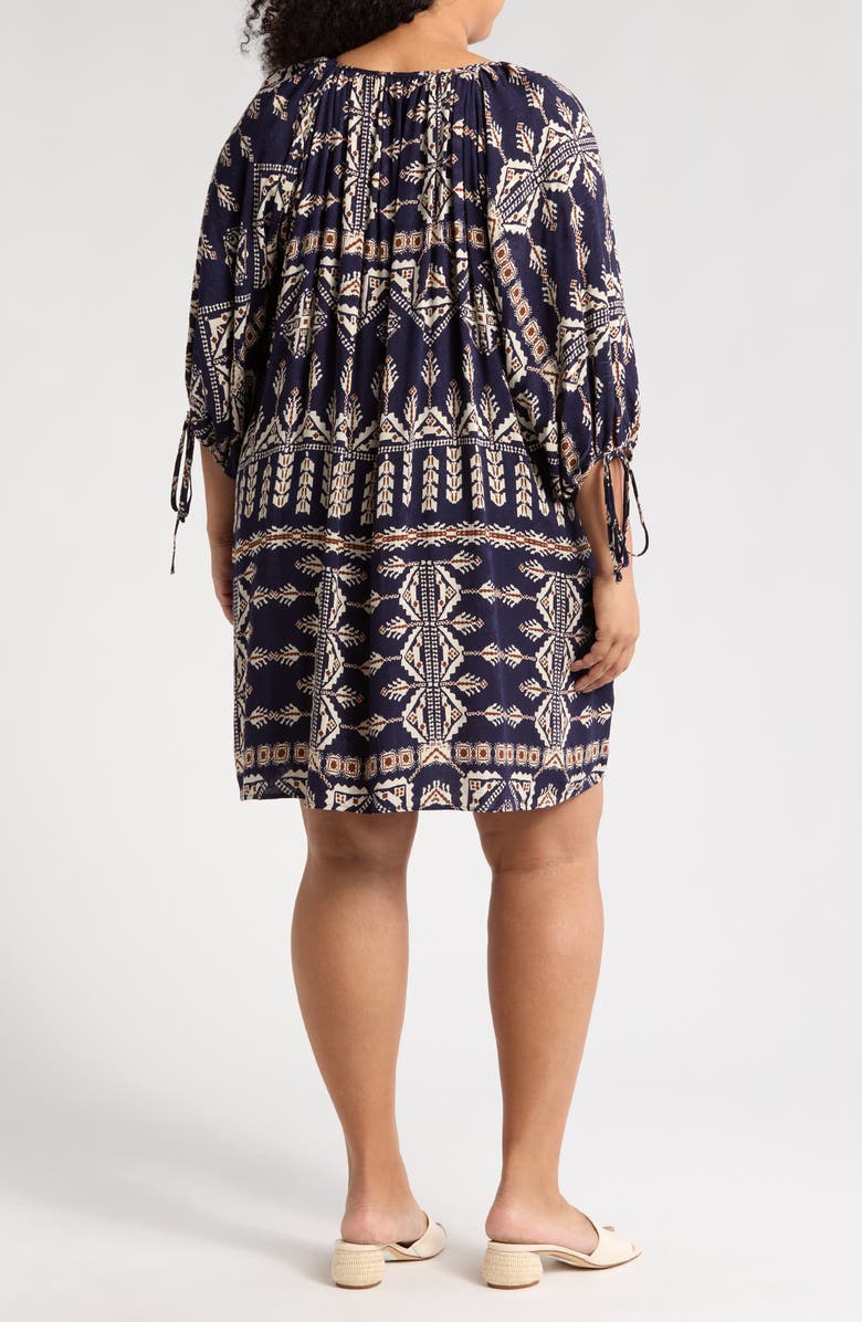 Renee C Boho Long Sleeve Tunic Dress, Alternate, color, Navy