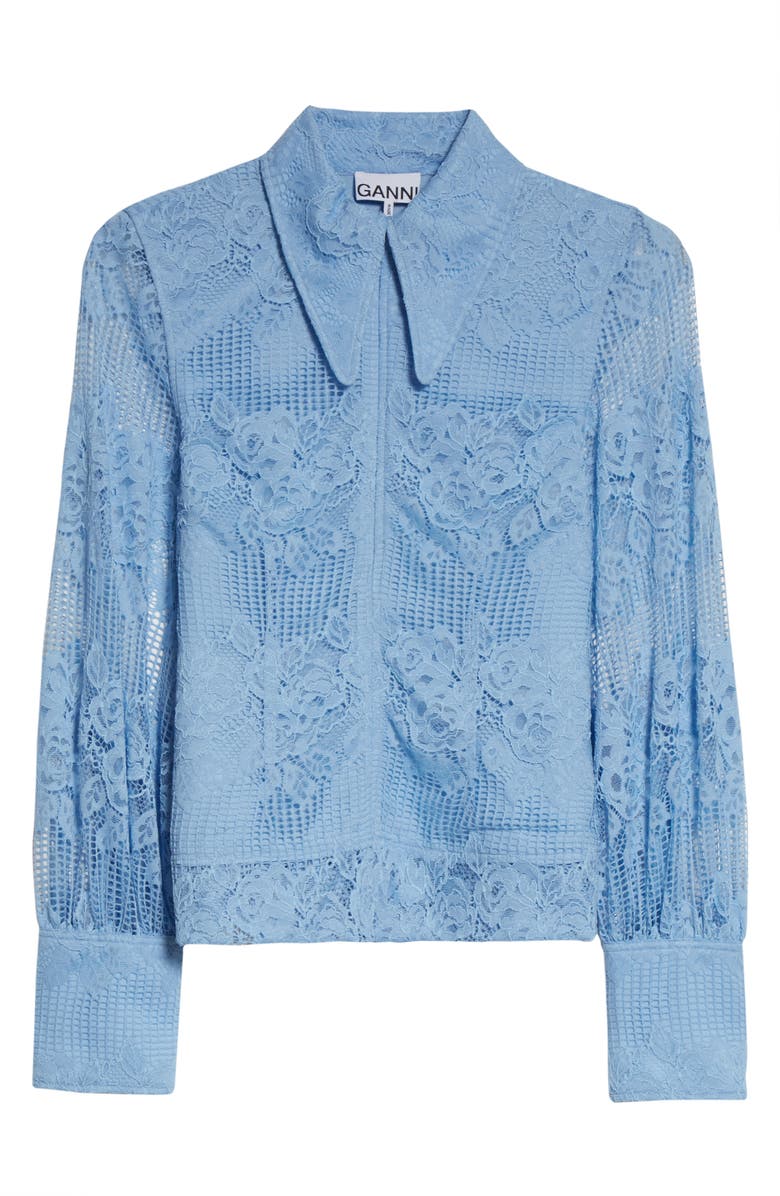 Ganni Lace Long Sleeve Blouse, Alternate, color,
