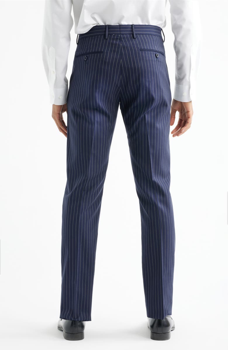 Zanella Noah Pinstripe Wool Blend Dress Pants, Alternate, color, Navy