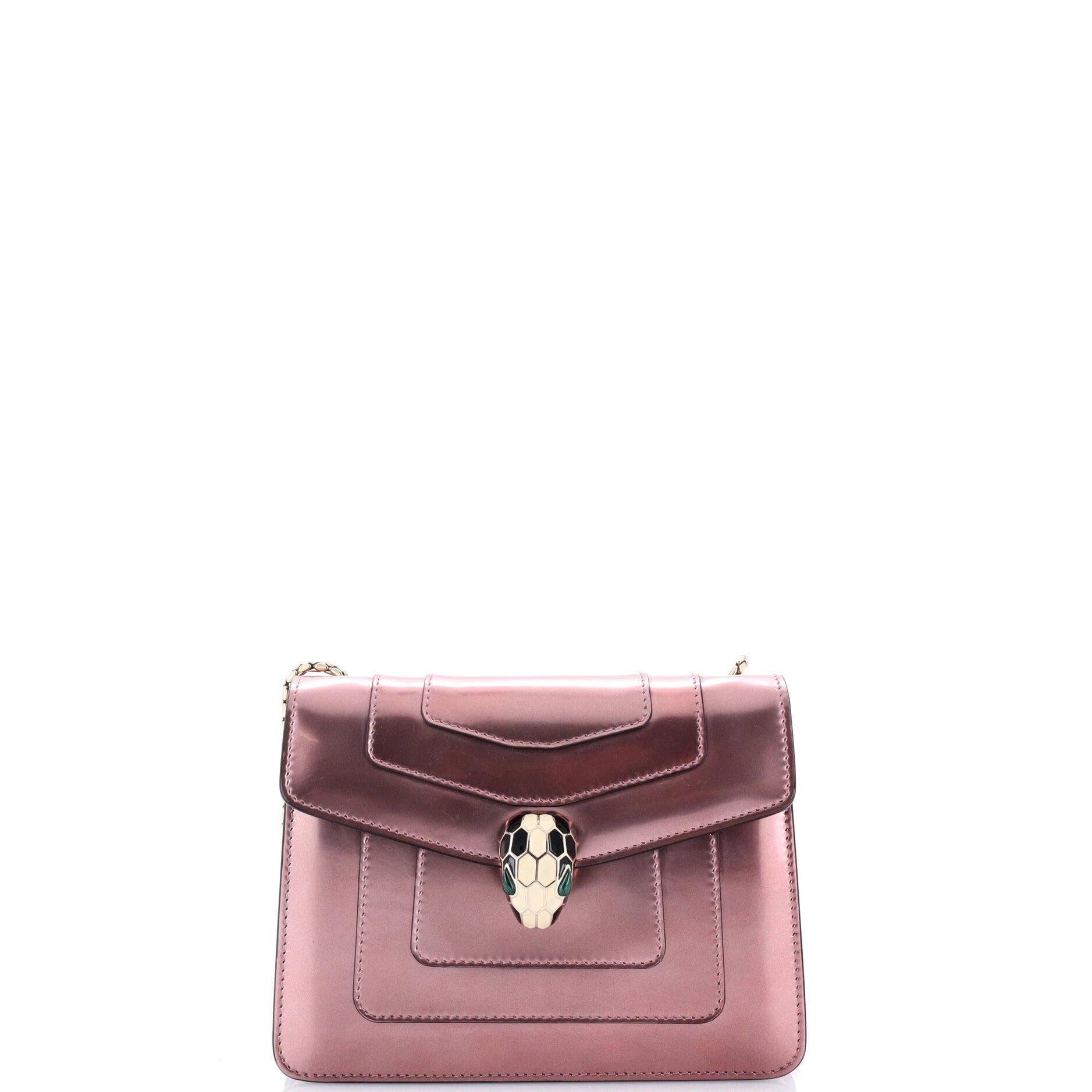 Serpenti Forever Square Shoulder Bag Leather Small, Main, color, Pink