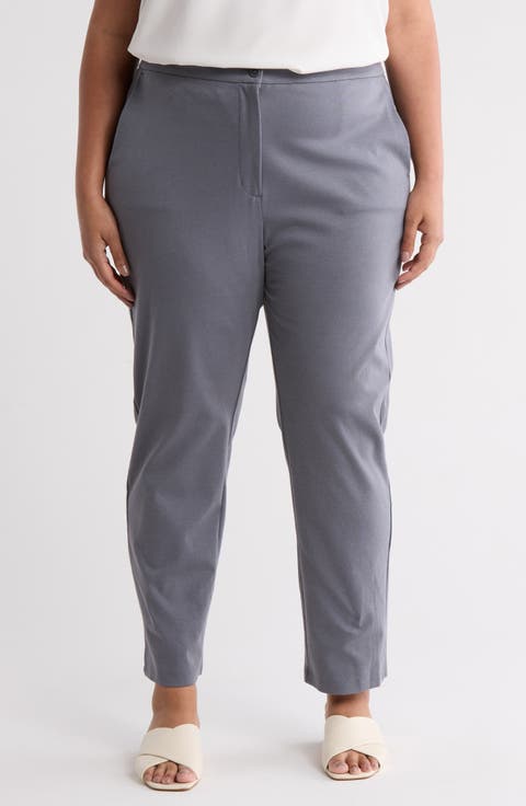 High Waist Slim Ankle Pants (Plus)