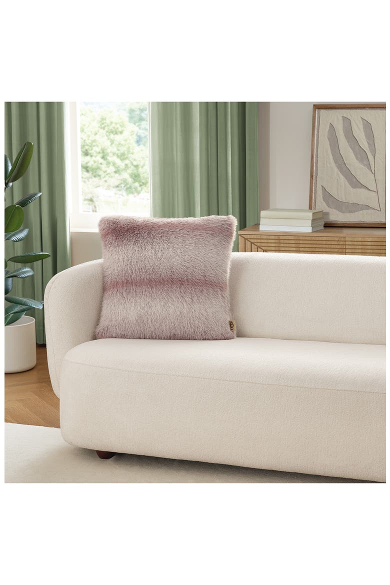 Clyde Faux Fur Accent Pillow, Alternate, color, DUSK/ SNOW