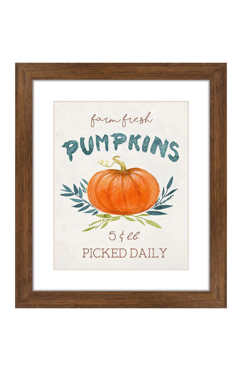 PTM IMAGES Fresh Pumpkins Rustic Wood Framed Matted Giclee Print, Main, color, 