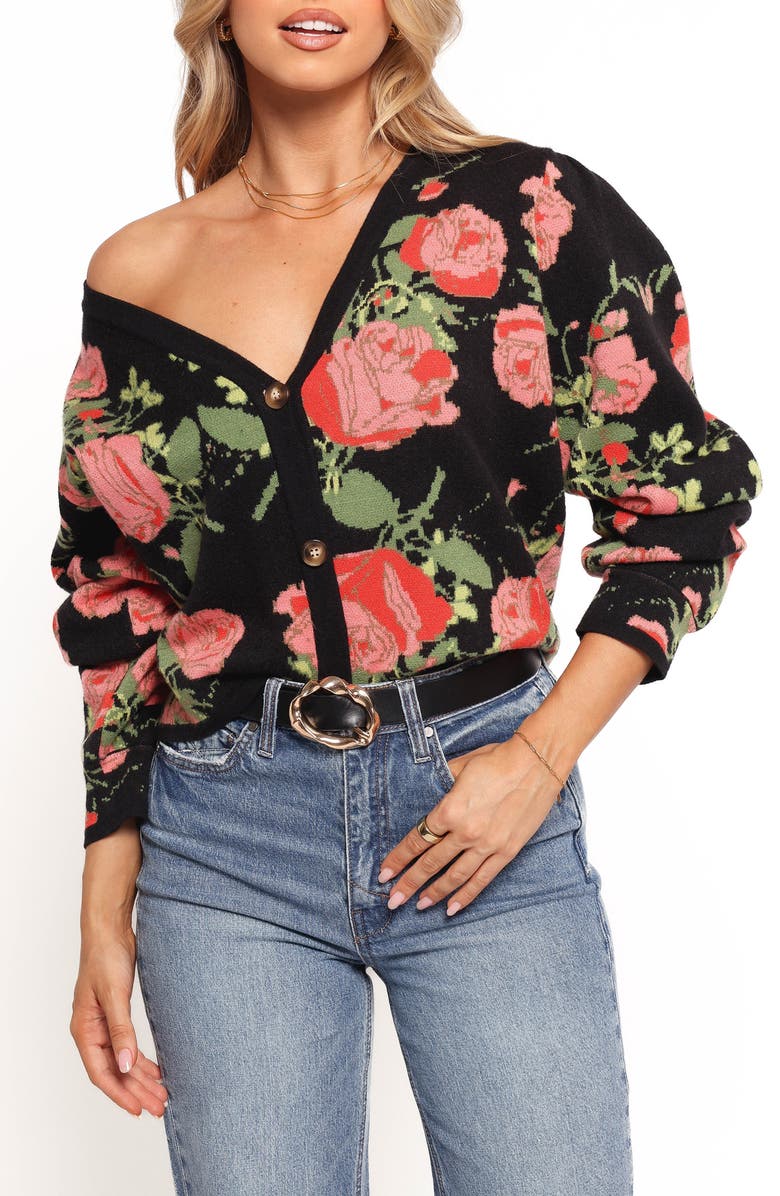 Petal & Pup Reeva Floral Jacquard Cardigan, Main, color, 