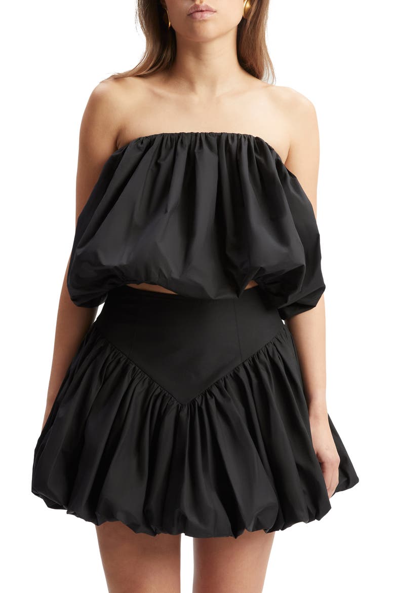 Lissett Cotton Poplin Strapless Balloon Top, Main, color, BLACK