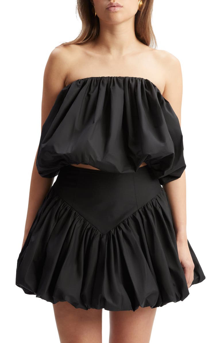 Bardot Lissett Cotton Poplin Strapless Balloon Top, Main, color, Black