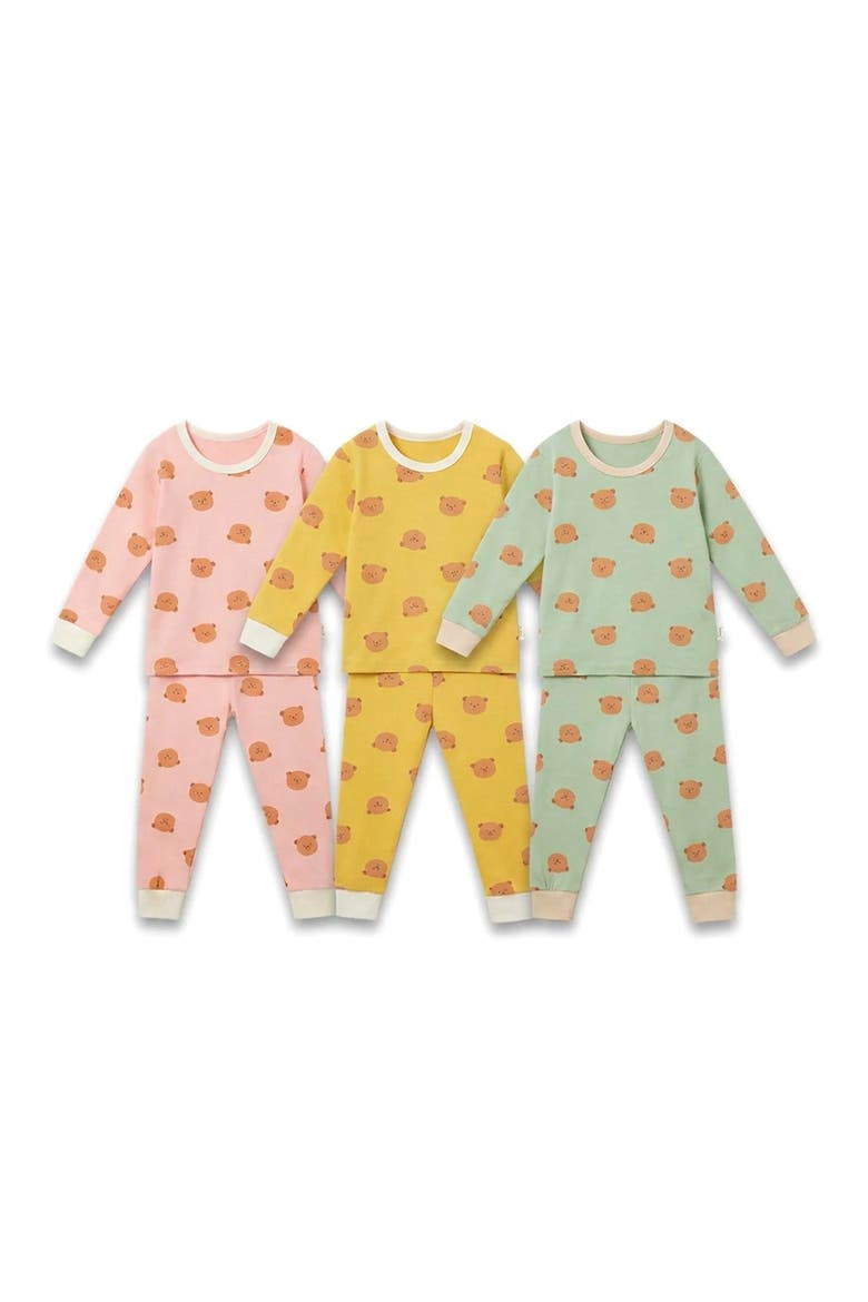 Teddy Bear Long Sleeve Loungewear Set, Main, color, Pastel Green