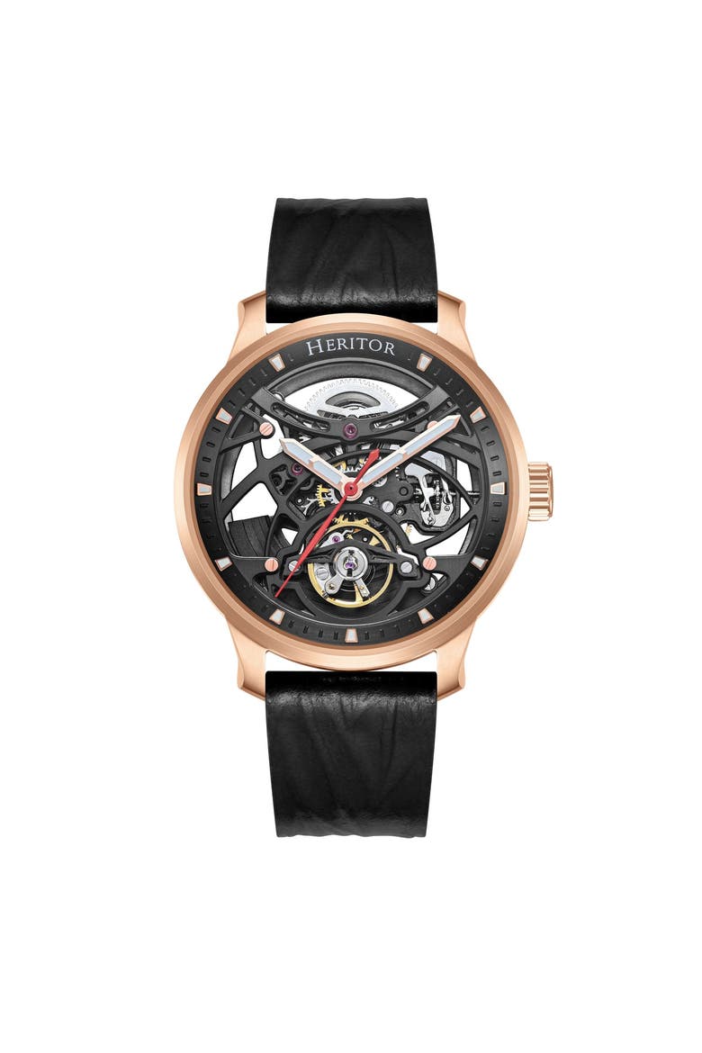 Marcell Skeleton Dial Automatic Watch, Main, color, Rose Gold