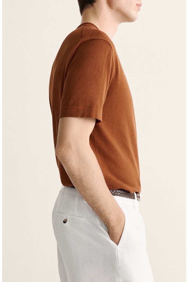 Cotton & Silk T-Shirt, Alternate, color, BURNT ORANGE