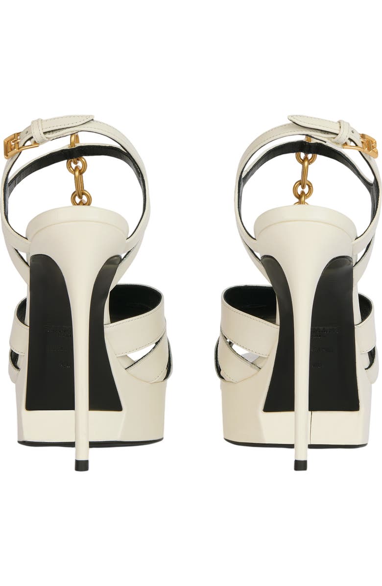 Balmain Sync platform sandals in smooth leather, Alternate, color, White