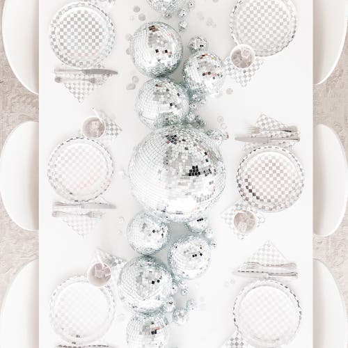 Jollity & Co Checkered Cocktail Napkins In White