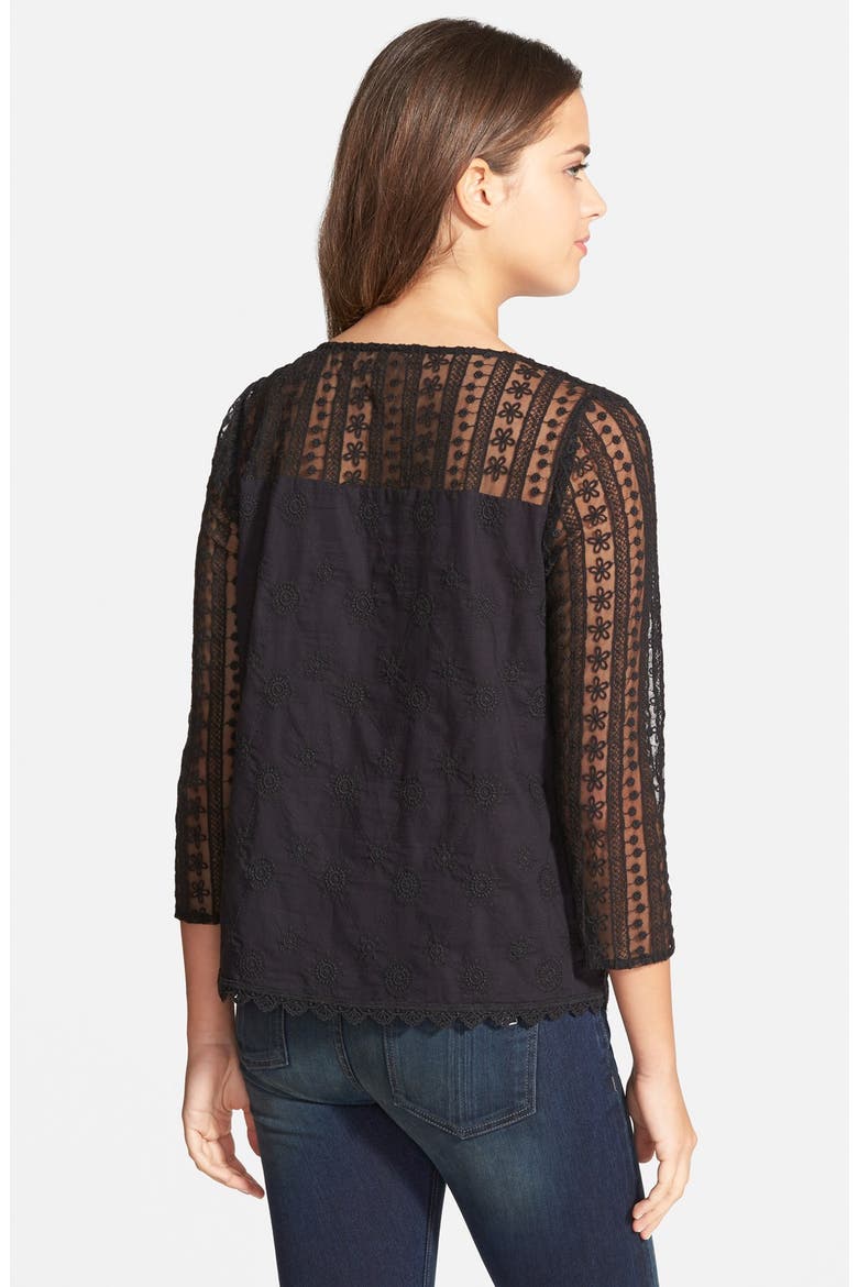 Lace Mix Top, Alternate, color, BLACK