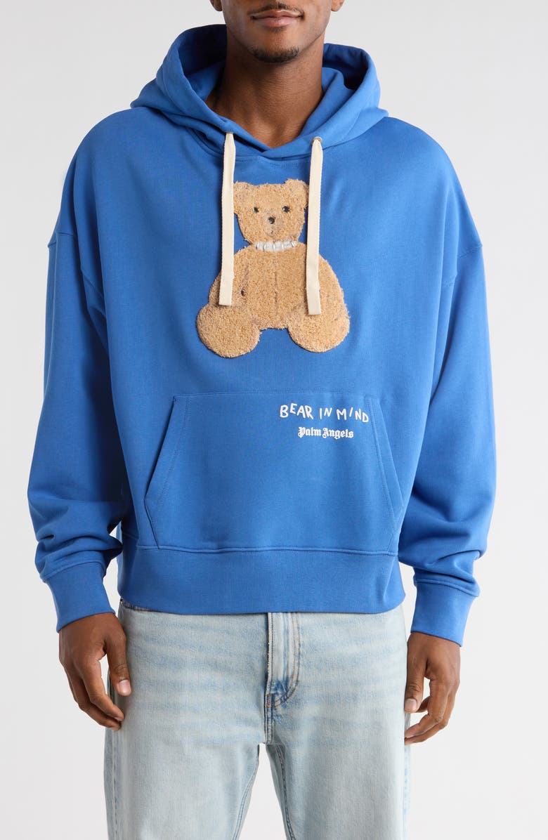 Palm Angels Bear in Mind Hoodie, Main, color, Blue Brown