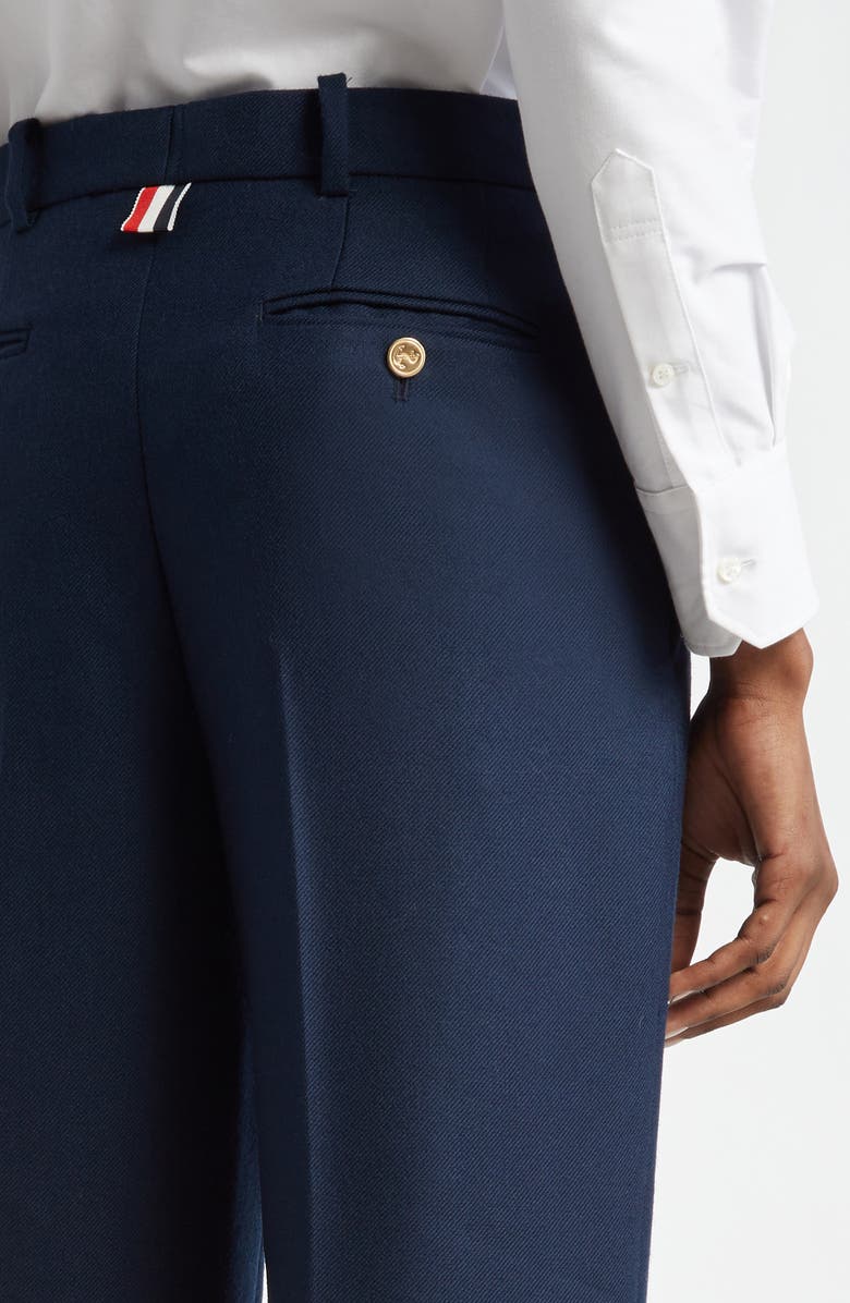 Thom Browne Sack Cuff Wool Twill Trousers, Alternate, color, Navy