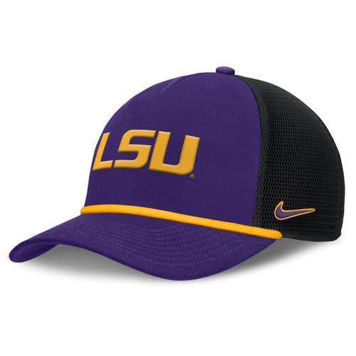 Nike Purple Lsu Tigers Rise Primetime Trucker Adjustable Hat In Purple