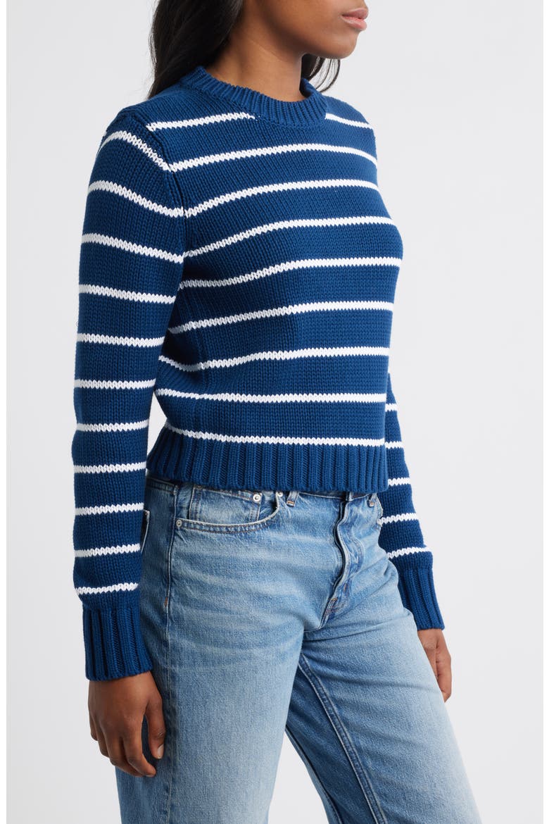Stripe Relaxed Cotton Sweater, Alternate, color, INK AND WHITE STRIPE