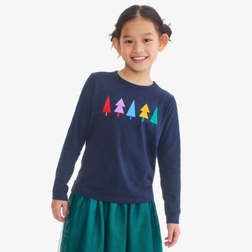 Primary Kids Long Sleeve Rainbow Trees Tee In Blue