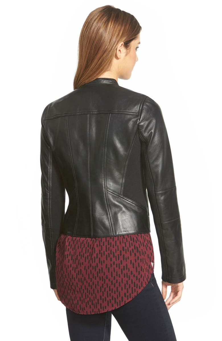 Halogen<sup>®</sup> Seam Detail Leather Jacket, Alternate, color,