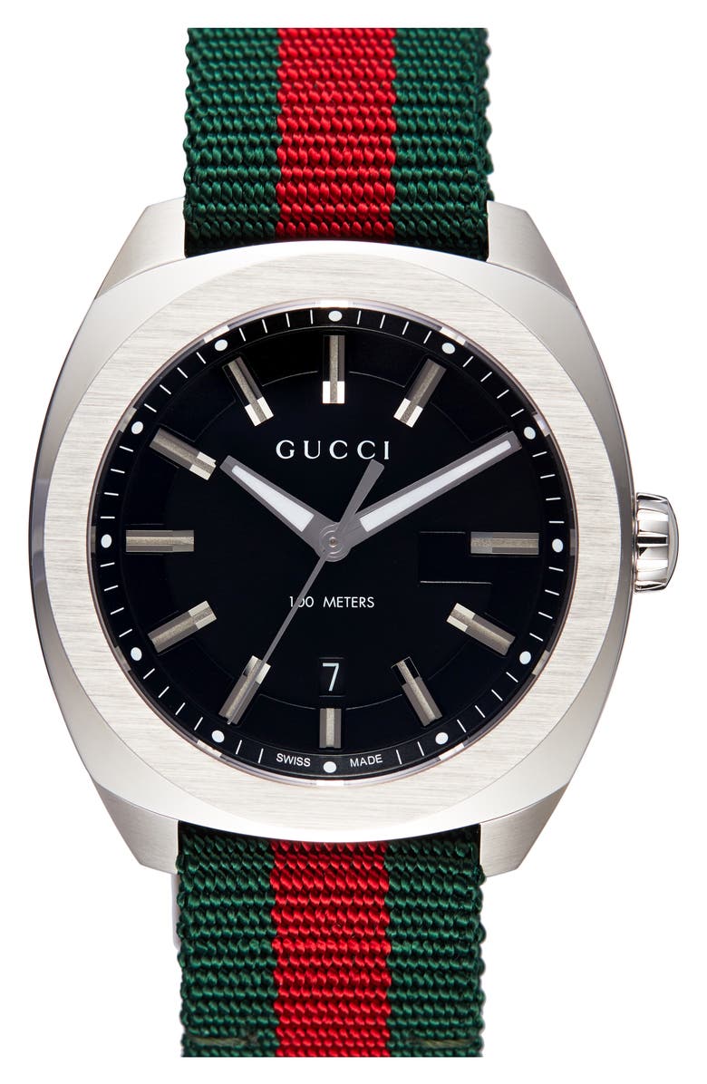 Gucci Stripe Fabric Strap Watch, 40mm, Main, color, 
