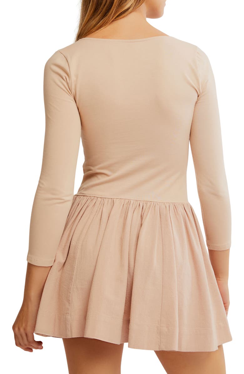 Free People Onda Long Sleeve Stretch Cotton Minidress, Alternate, color, Tuscany