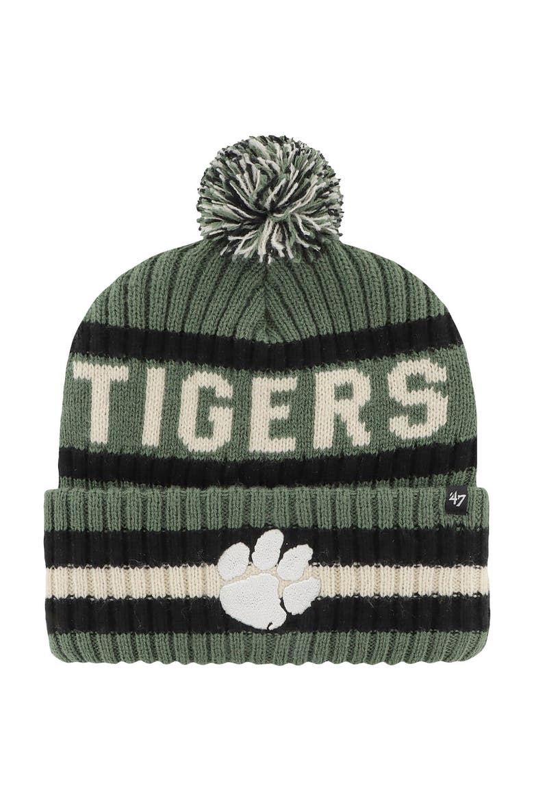 Men's '47 Green Clemson Tigers OHT Military Appreciation Bering Cuffed Knit Hat with Pom, Main, color, Green