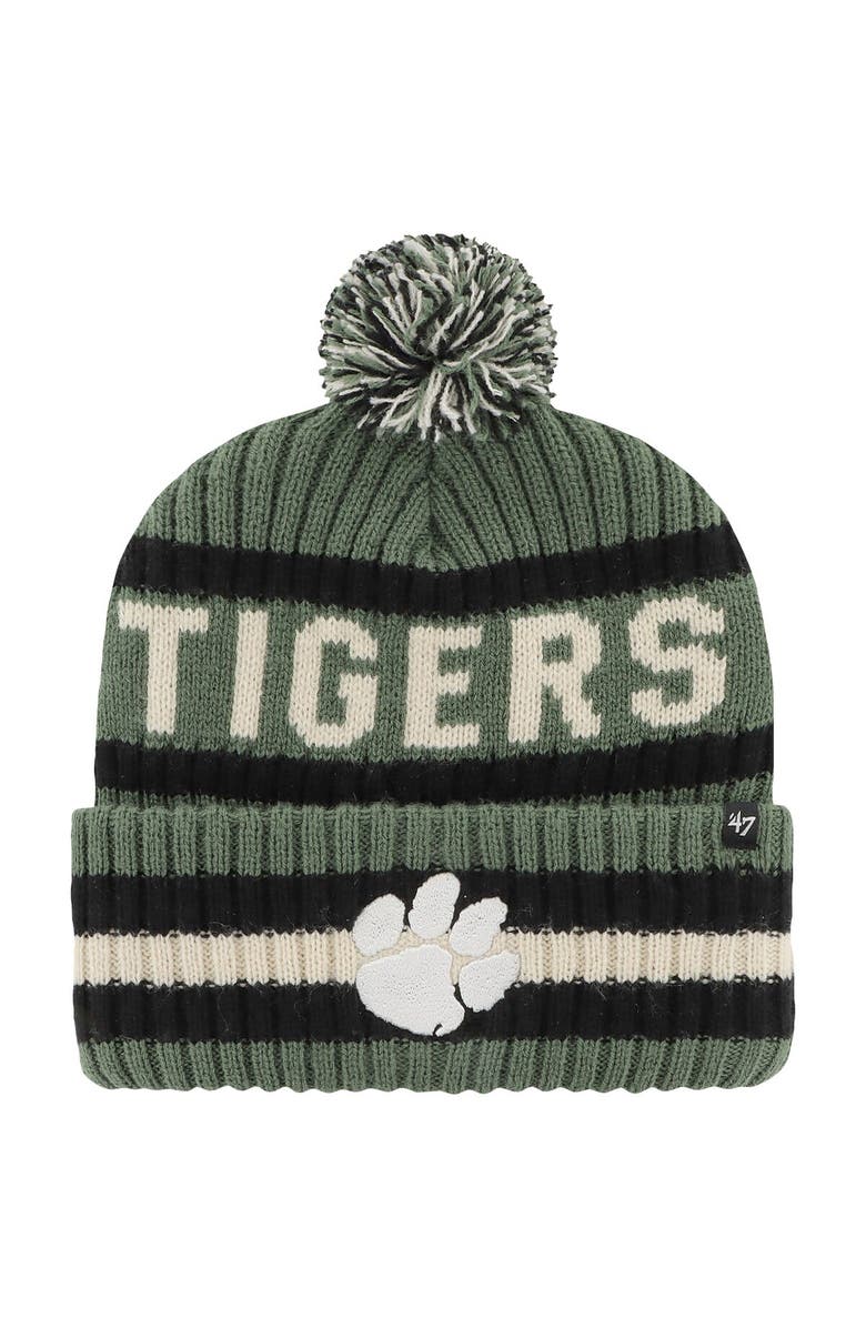 '47 Men's '47 Green Clemson Tigers OHT Military Appreciation Bering Cuffed Knit Hat with Pom, Main, color, Green