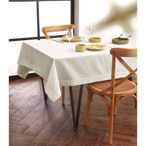 Cotton Linen Plain Tablecloth for Dining Table, Holiday and Everyday Table Decor - Dru