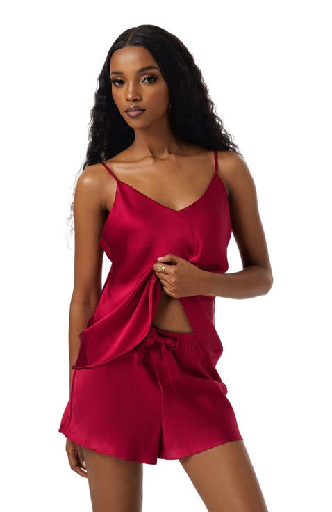 Silk Spaghetti Strap Camisole Pajama Set