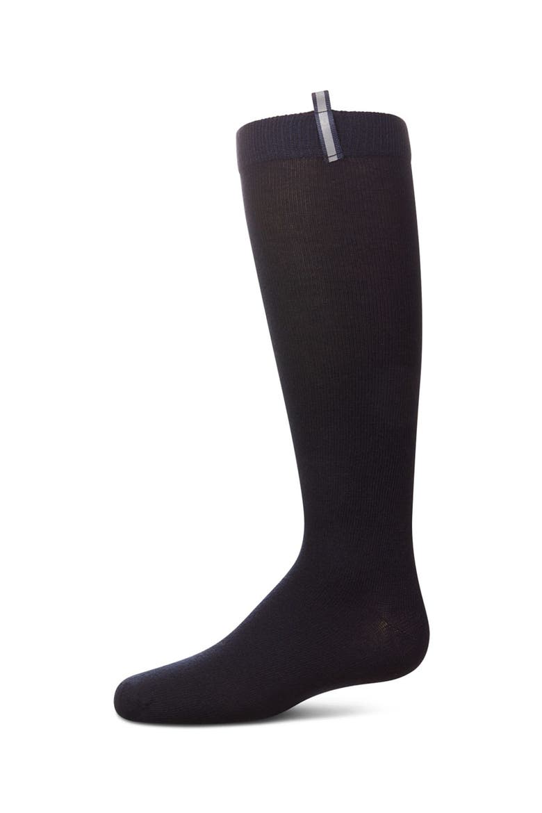 Reflective Tab Knee High Socks, Main, color, Navy