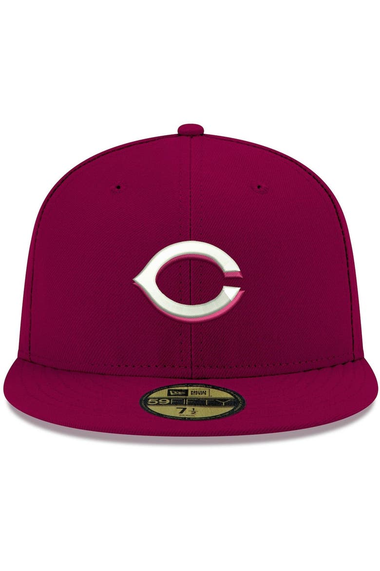 Men's New Era Cardinal Cincinnati Reds White Logo 59FIFTY Fitted Hat, Alternate, color, Cardinal