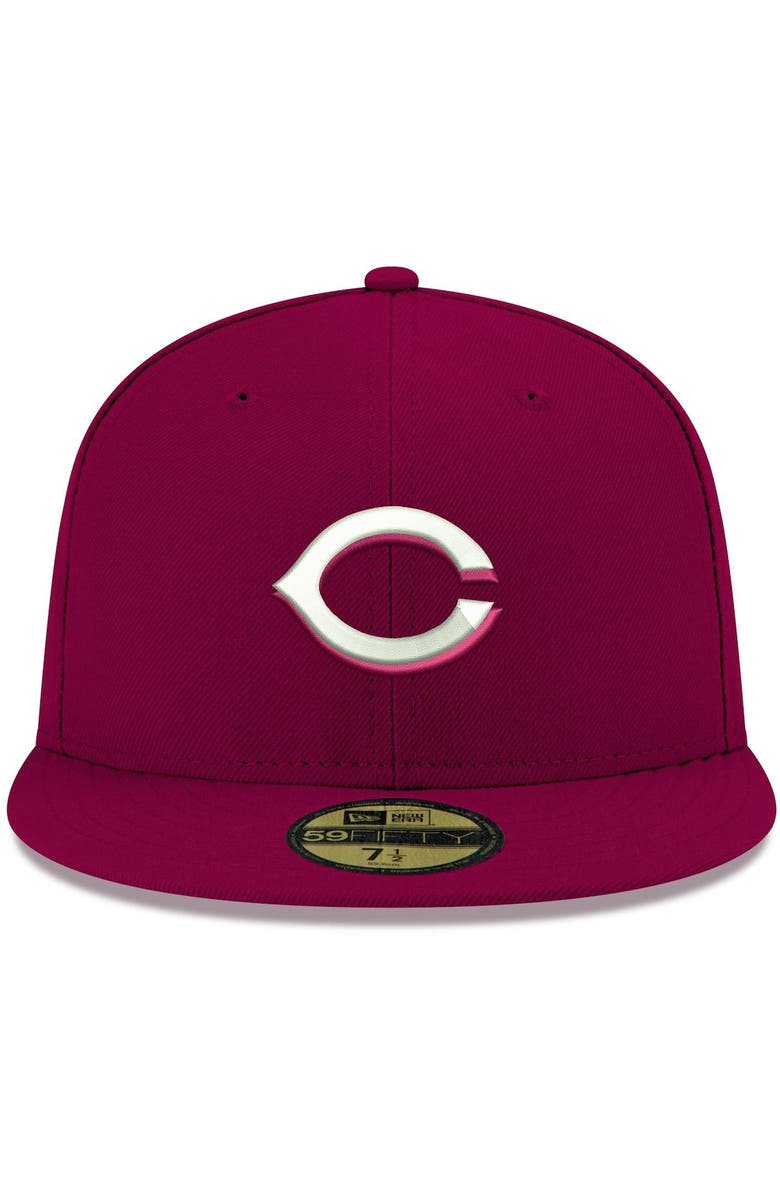 New Era Men's New Era Cardinal Cincinnati Reds White Logo 59FIFTY Fitted Hat, Alternate, color, Cardinal