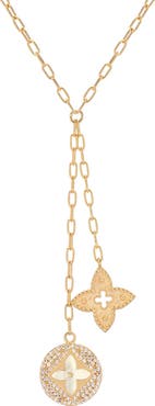 GABI RIELLE Quatrefoil Drop Y-Necklace