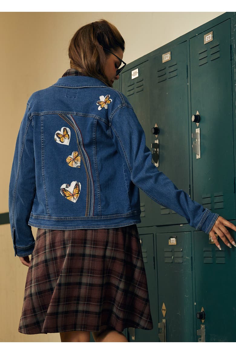 Over the Rainbow Denim Jacket, Alternate, color, Faded Sky Medium Wash